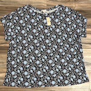 Loft Plus Soft Rayon Crew Neck Floral Short Sleeve Floral Blue Women’s Sz. 24/26